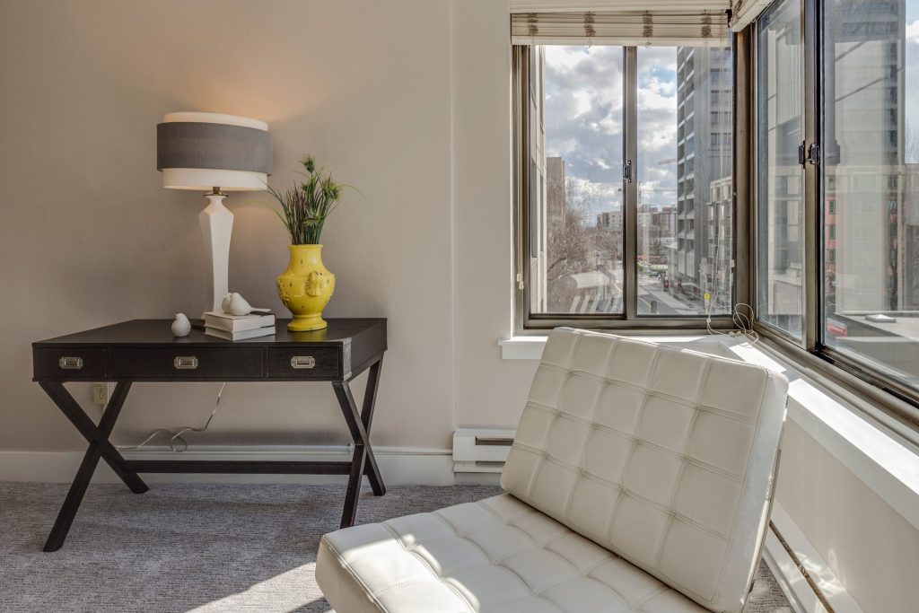 Shot of a bedroom interior in downtown Chicago