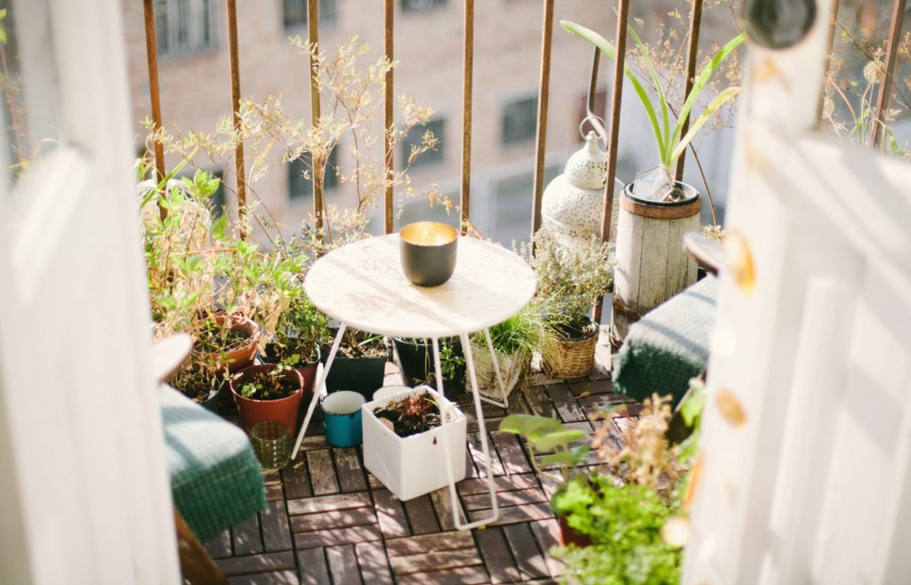 Well-decorated terrace in the city