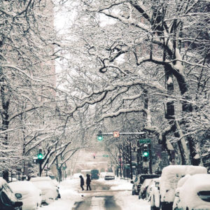 Chicago street covered in snow