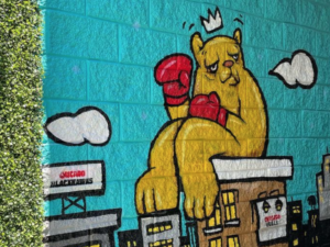 Close-up photo of JC Rivera Bear Champ Mural