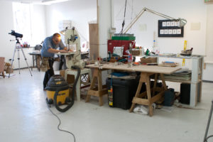 An artist working at the Hyde Park Art Center